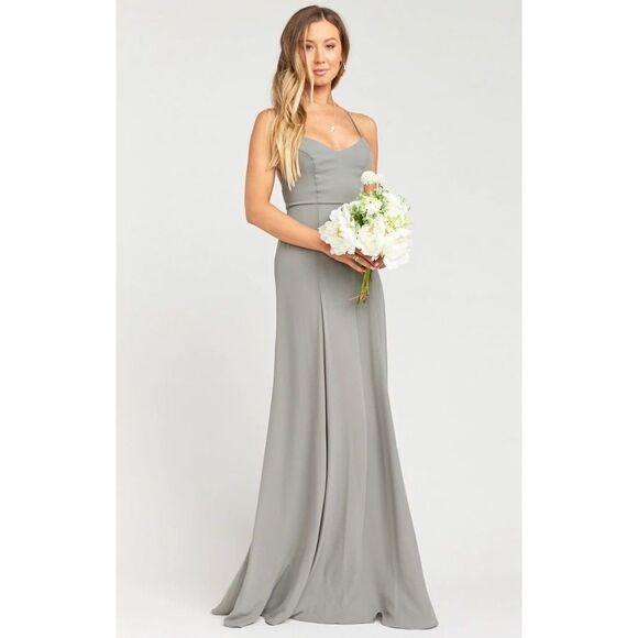 NWT Show Me Your Mumu Godshaw Goddess Gown Soft Charcoal Crisp XS - Picture 1 of 5